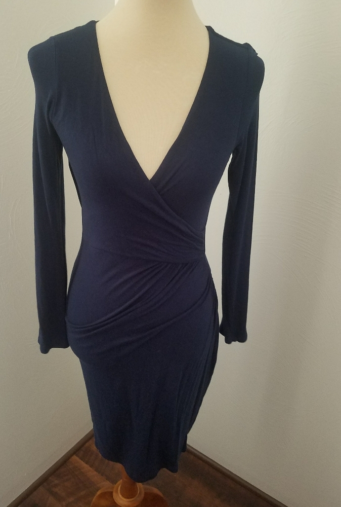 ASOS navy blue wrap dress with cut out back